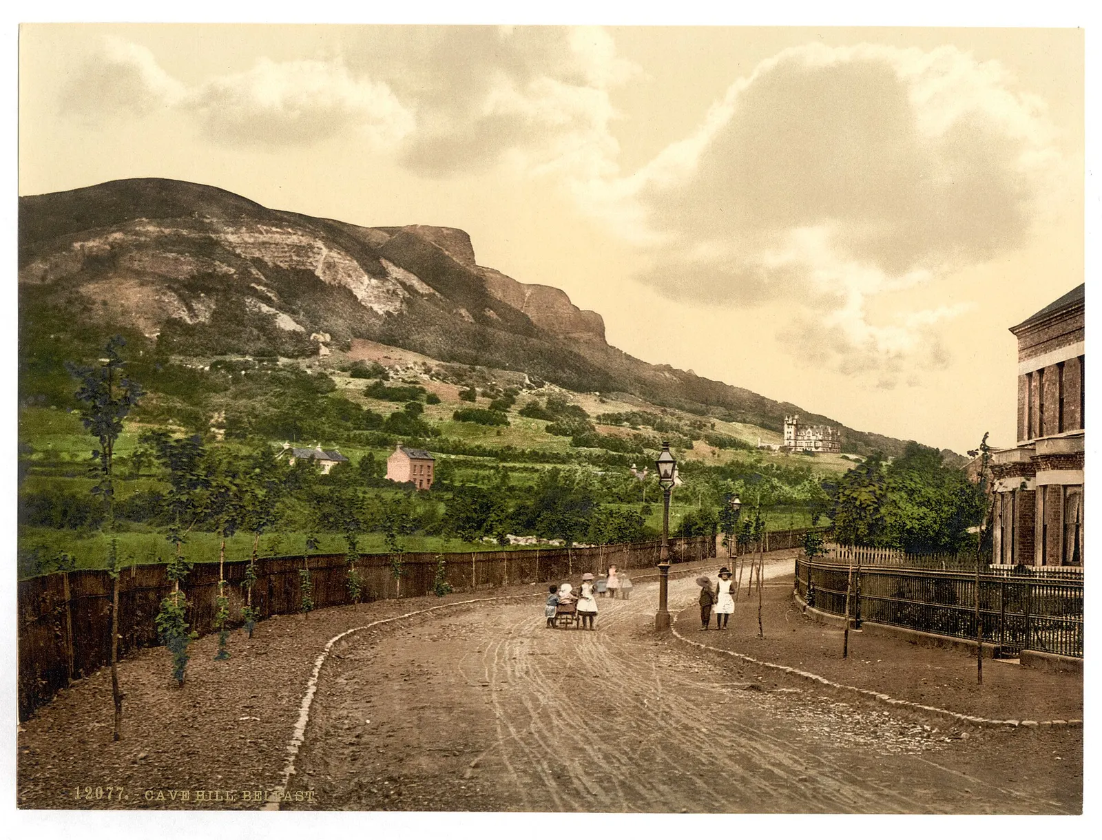 Photochrom print of Cave Hill above Belfast, County Antrim, taken around 1890 to 1900