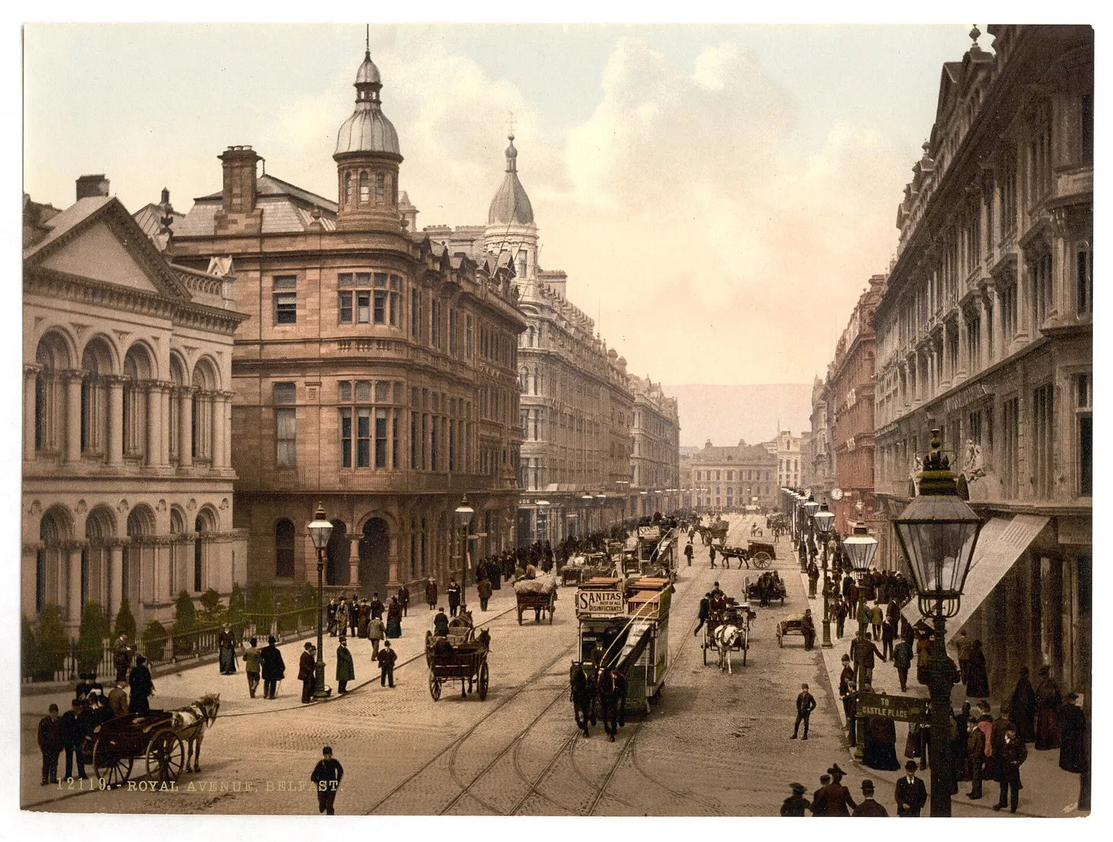 Photochrom view of Royal Avenue in central Belfast in the 1890s