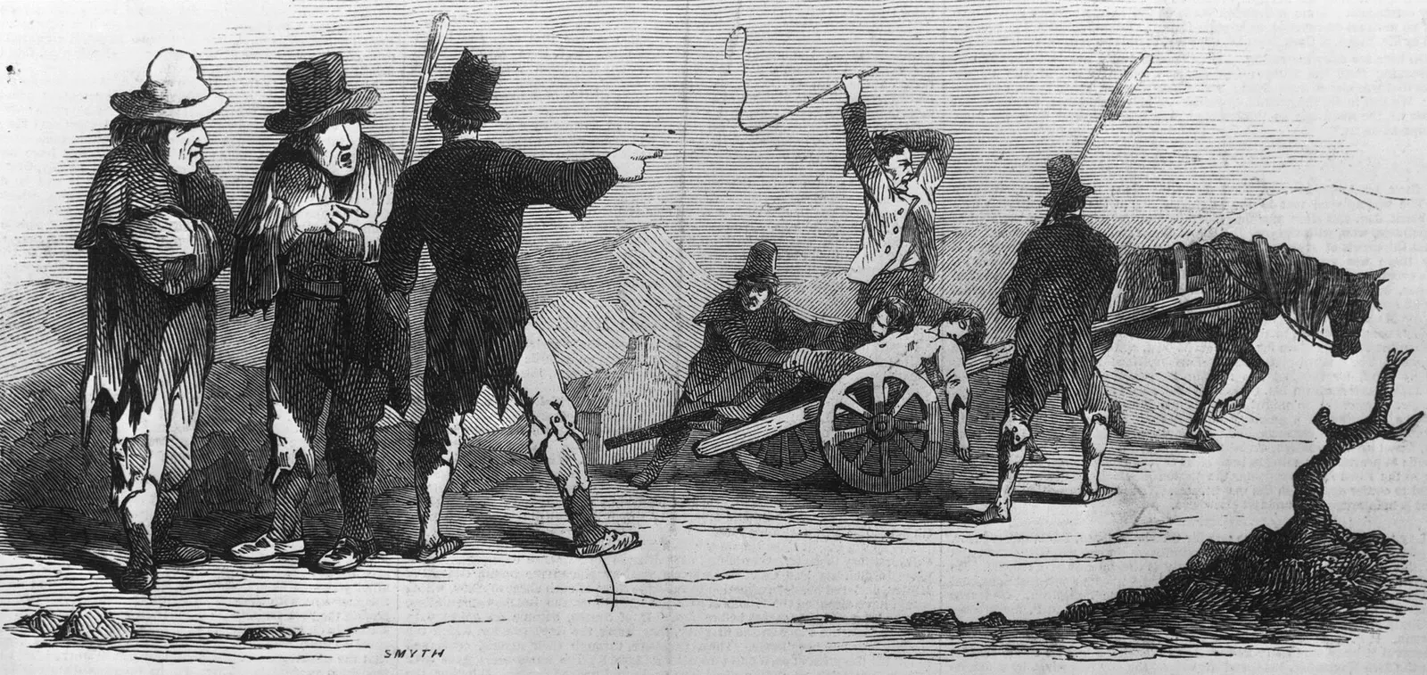 1847 Illustrated London News engraving of a famine funeral procession at Skibbereen, County Cork