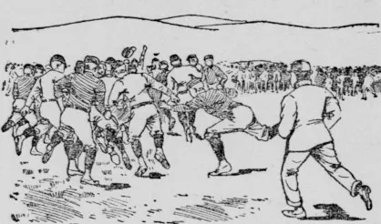 Emmets and Sarsfields playing Gaelic football at Golden Gate Park, San Francisco, in July 1892