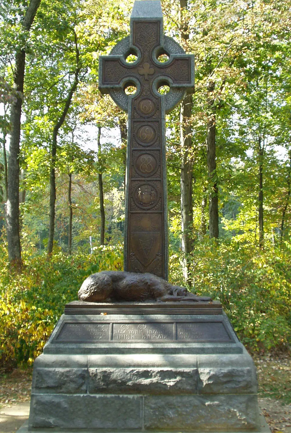 The Irish Brigade monument on the Gettysburg battlefield in Pennsylvania