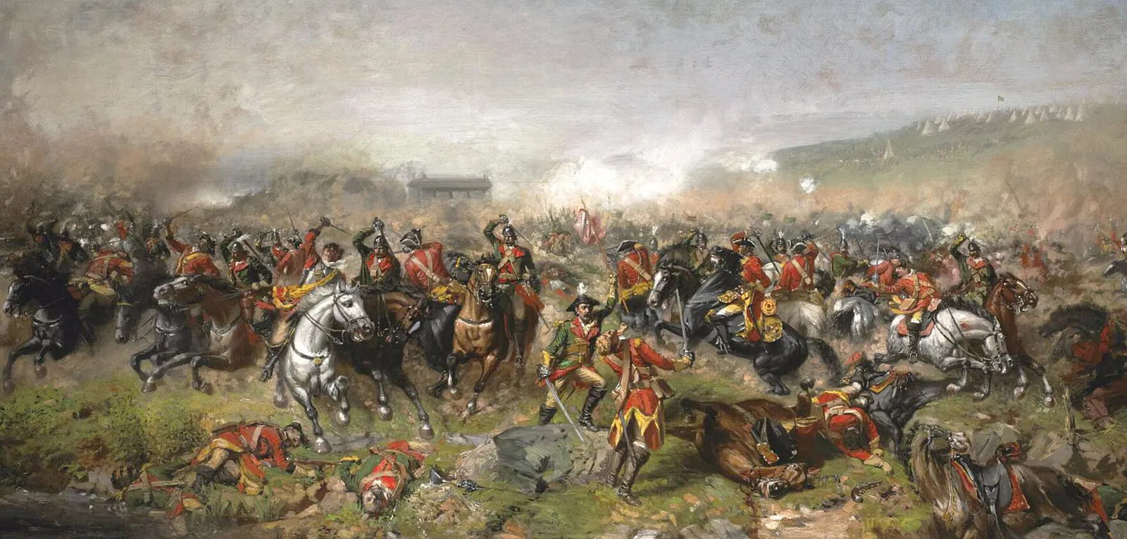 John Mulvany's 1885 painting of the Battle of Aughrim, 1691, with cavalry and infantry in close combat
